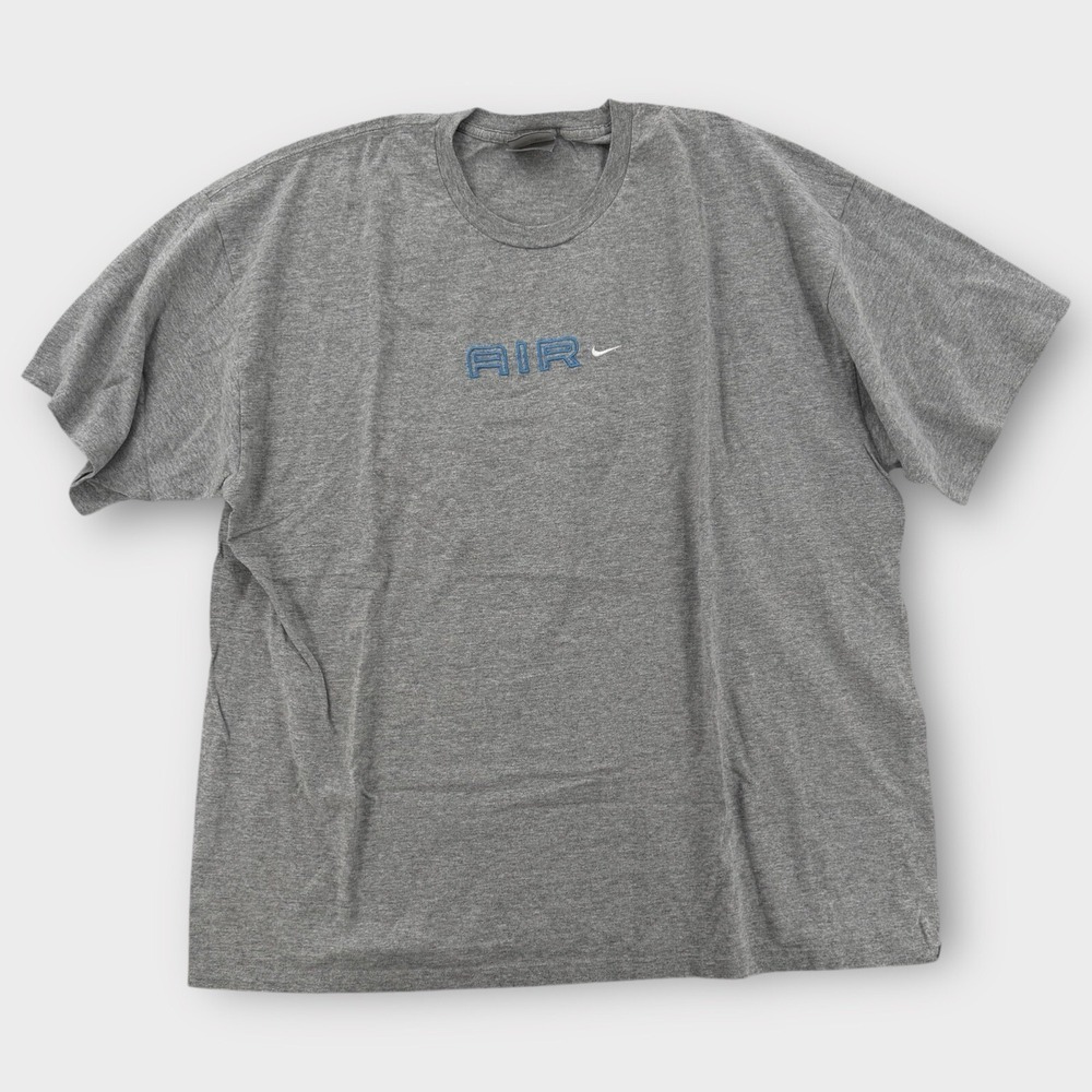 Vintage Nike Air T Shirt Mens XXL Gray Swoosh Spell Out Embroidered USA Tee Y2K